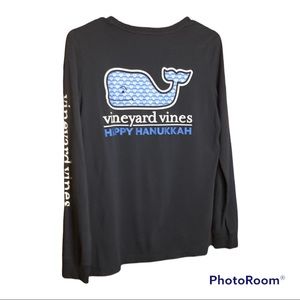 Whale Happy Hanukkah blue long sleeve tee size XS Vineyard Vines